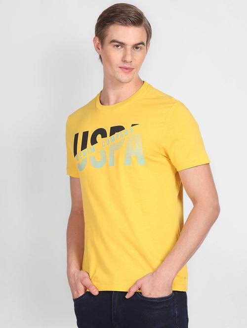 yellow cotton chest print tshirt - 20543679 - Very Small Image - 1