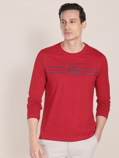 red cotton chest print tshirt - 20543789 - Very Small Image - 1