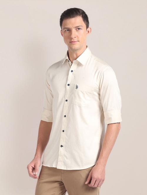 men solid casual cotton shirt - 20544920 - Very Small Image - 1