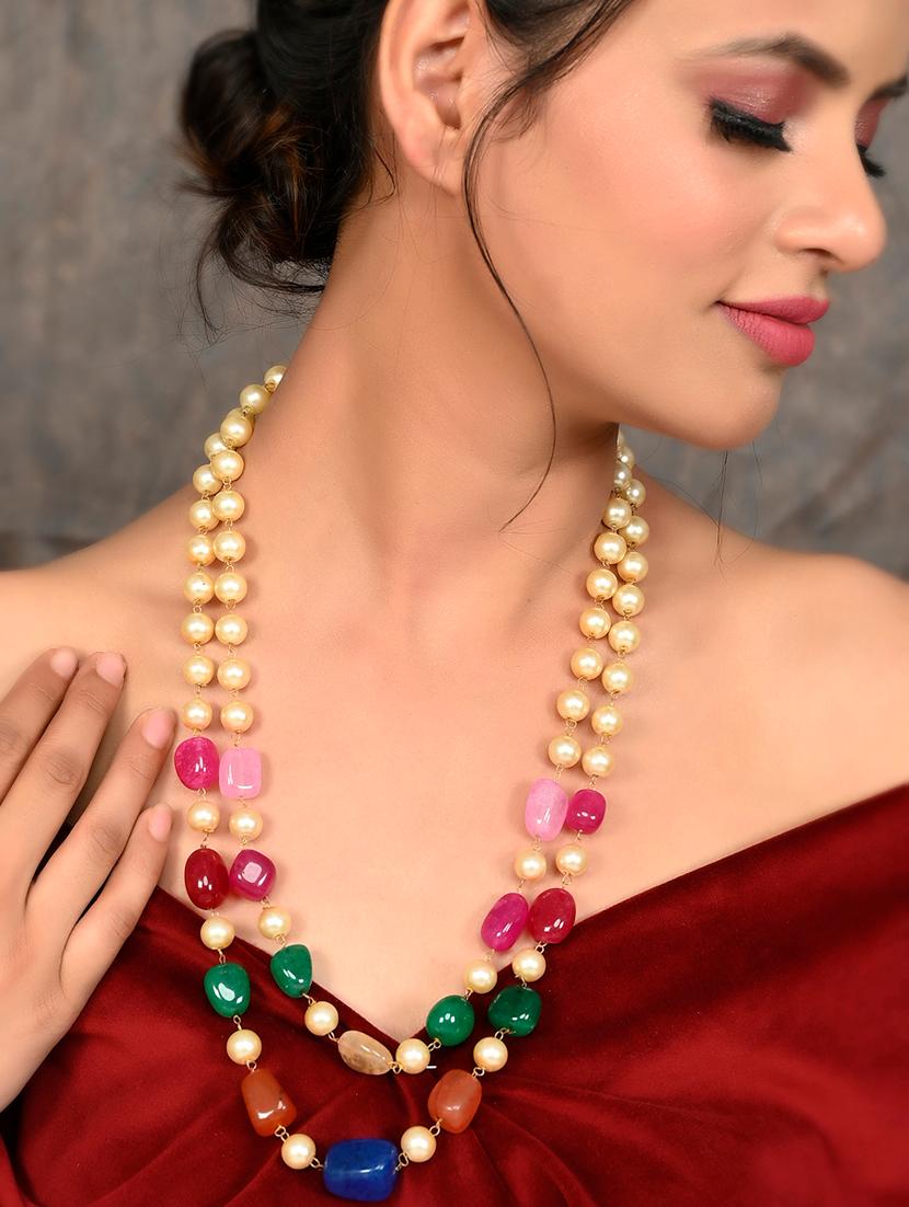 women pearl & stones layered necklace - 20547035 - Zoom Image - 3