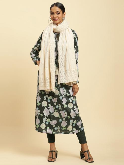 women off-white self design dupatta - 20547158 - Very Small Image - 1