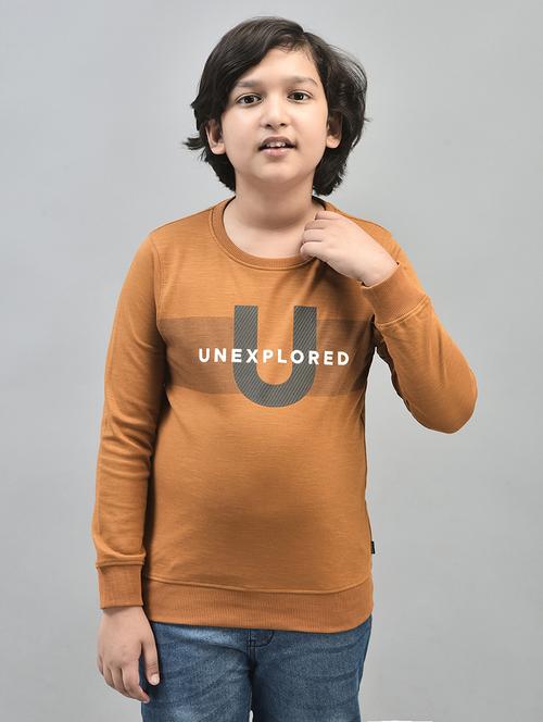 Boys Mustard Typographic Regular Sweatshirt - 20547308 - Very Small Image - 1