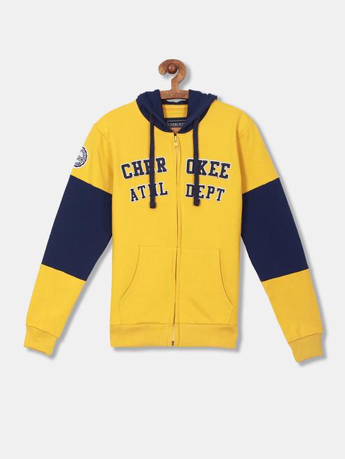 yellow color blocked long sleeve sweatshirt - 20547381 - Very Small Image - 1