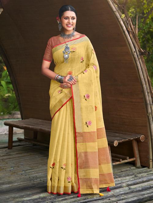 women's embroidered saree with blouse - 20547528 - Very Small Image - 1