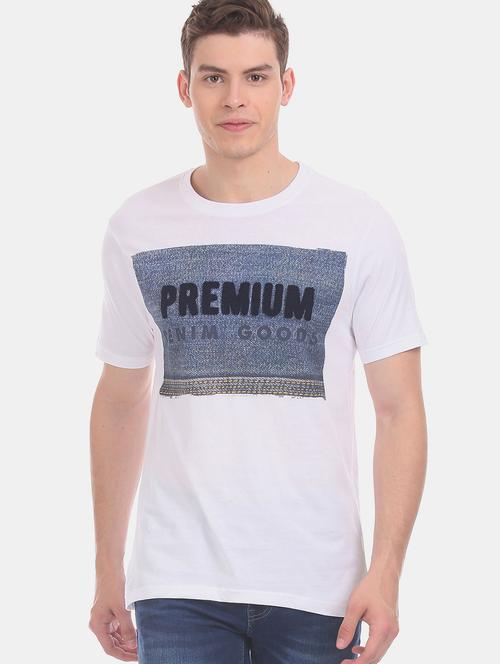 white cotton chest print tshirt - 20548546 - Very Small Image - 1