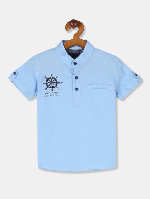 light blue printed cotton shirt - 20549302 - Very Small Image - 1