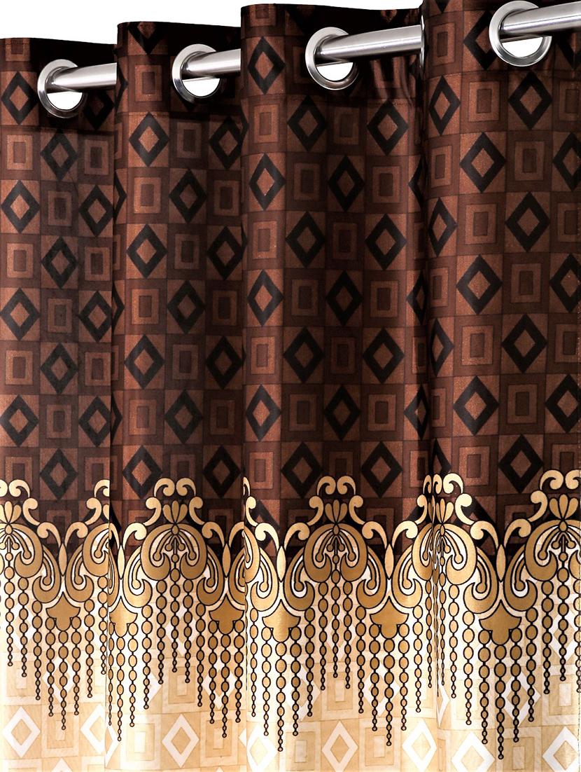 home sizzler 2 piece ethnic motif border panel eyelet polyester brown window curtain - 20553511 - Standard Image - 3