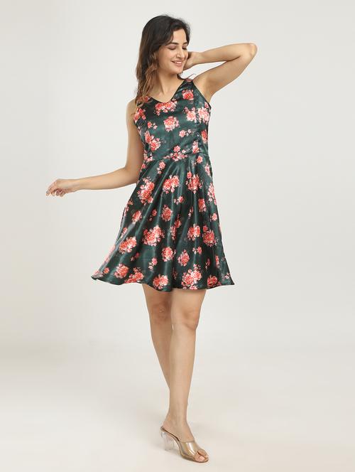 black satin aline dress - 20554500 - Very Small Image - 1