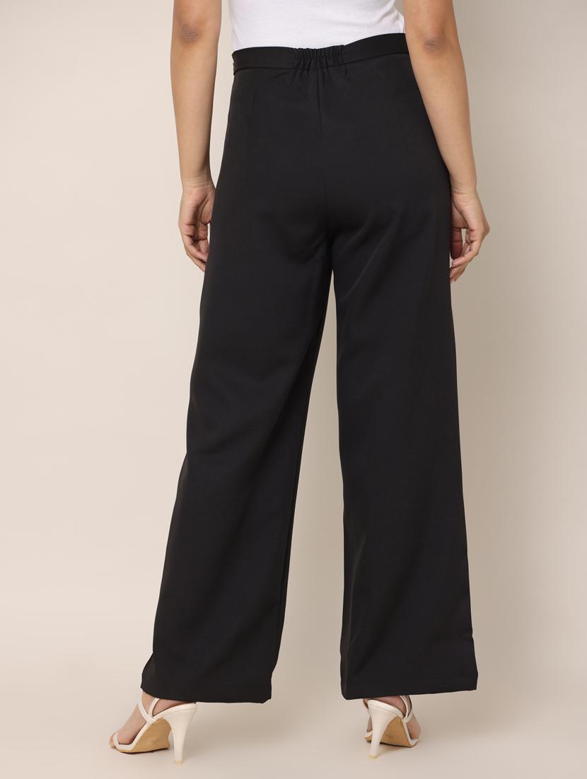 women solid pleated wide leg trouser - 20554642 - Standard Image - 3