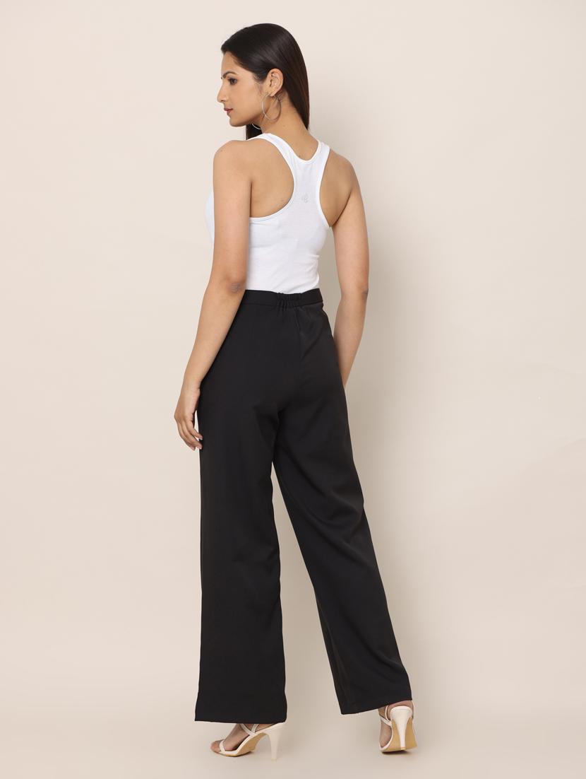 women solid pleated wide leg trouser - 20554642 - Standard Image - 5