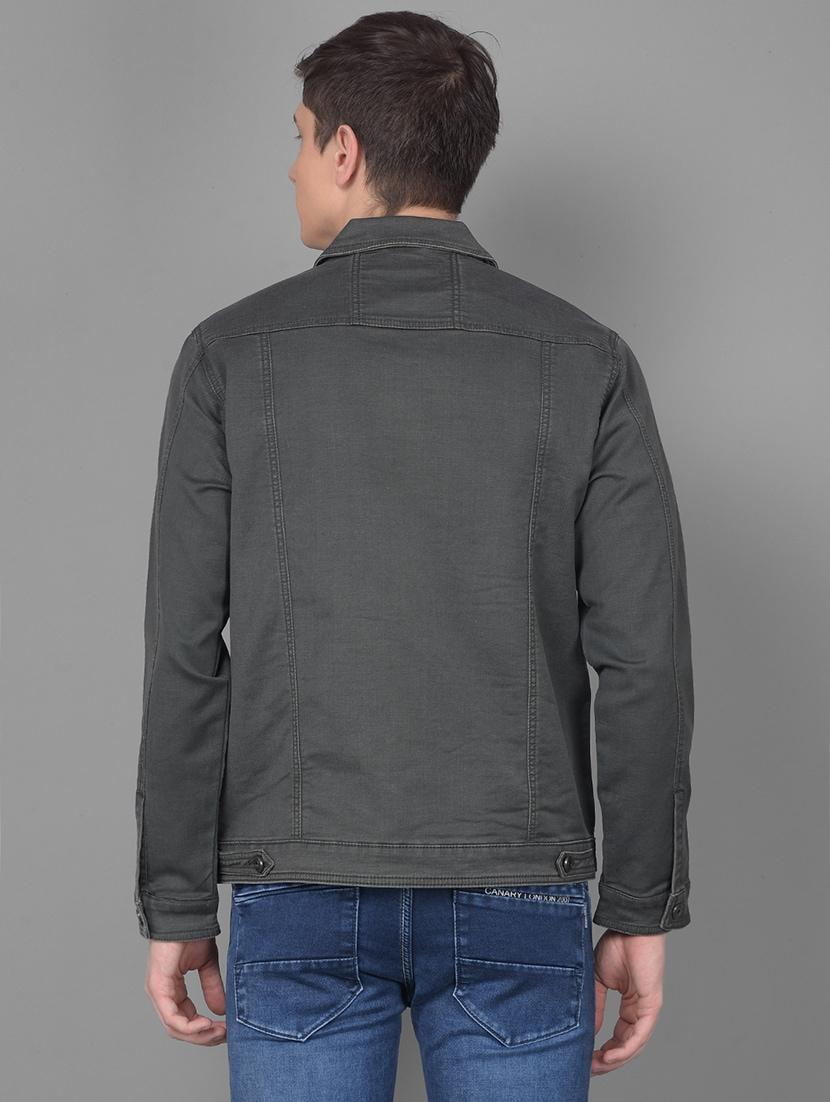 men solid casual denim jacket - 20554881 - Standard Image - 2