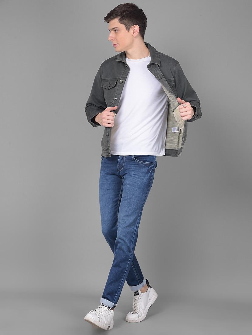 men solid casual denim jacket - 20554881 - Standard Image - 3