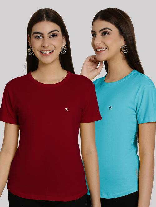 women plain t-shirt combo - 20555248 - Very Small Image - 1