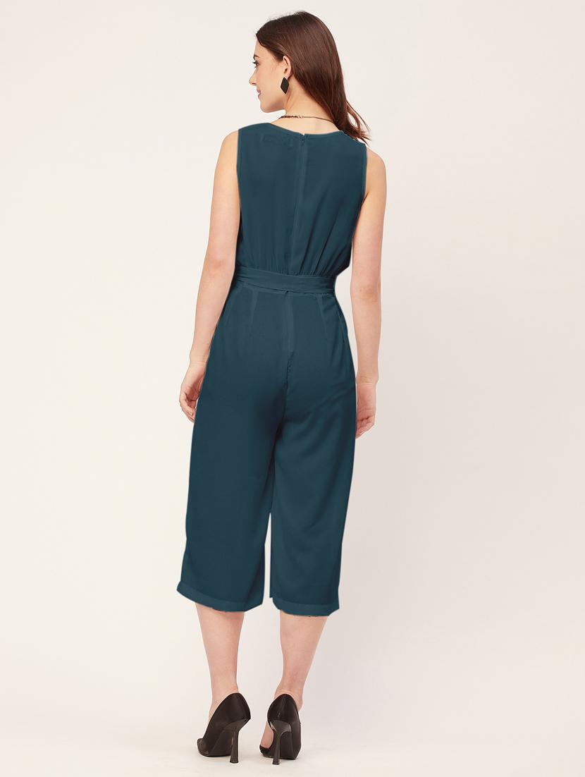 women solid waist tie up jumpsuit - 20555360 - Standard Image - 2