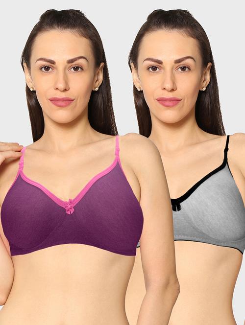 women pack of 2 solid t-shirt bra - 20560312 - Very Small Image - 1