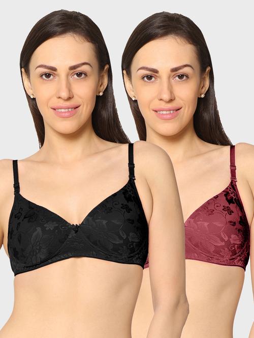 women pack of 2 lace work t-shirt bra - 20560468 - Very Small Image - 1