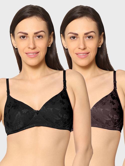 women pack of 2 lace work t-shirt bra - 20560470 - Very Small Image - 1
