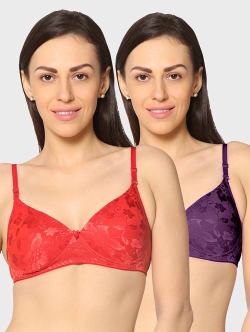 women pack of 2 lace work t-shirt bra - 20560471 - Very Small Image - 1