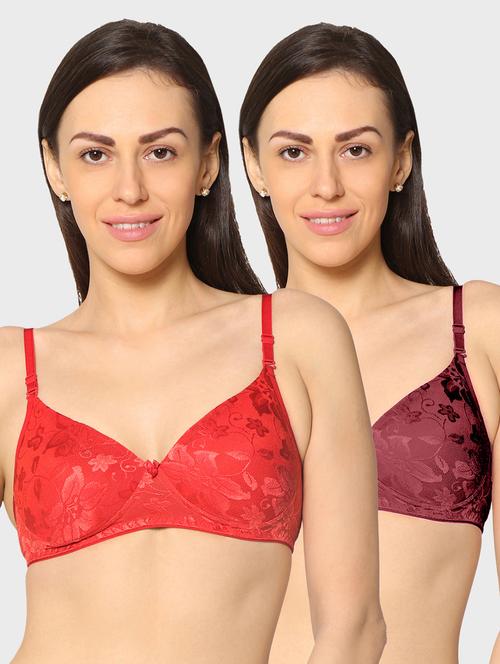 women pack of 2 lace work t-shirt bra - 20560472 - Very Small Image - 1
