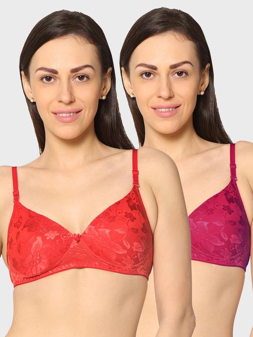 women pack of 2 lace work t-shirt bra - 20560473 - Very Small Image - 1