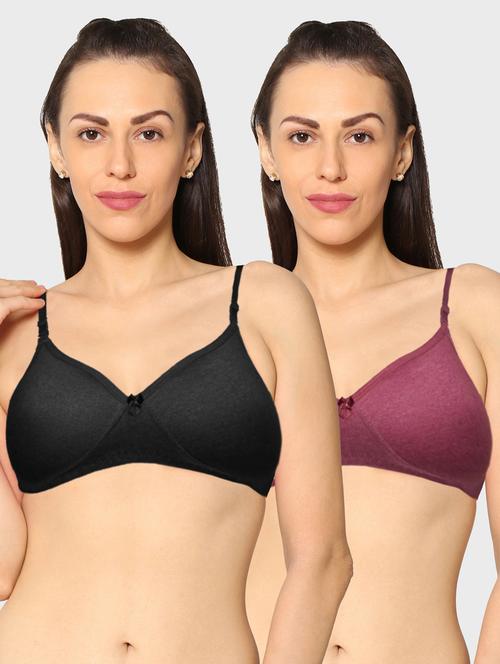 women pack of 2 solid t-shirt bra - 20560507 - Very Small Image - 1