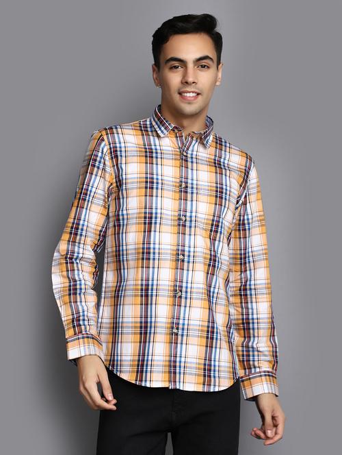yellow checkered casual shirt - 20562429 - Very Small Image - 1