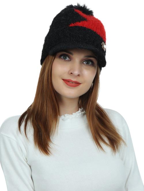 women red & black wool cap - 20562866 - Very Small Image - 1