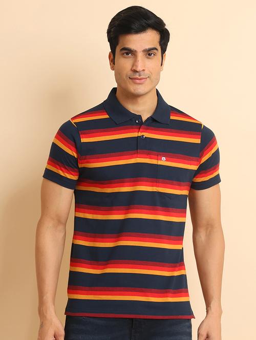 men short sleeves striped polo t-shirt - 20564305 - Very Small Image - 1