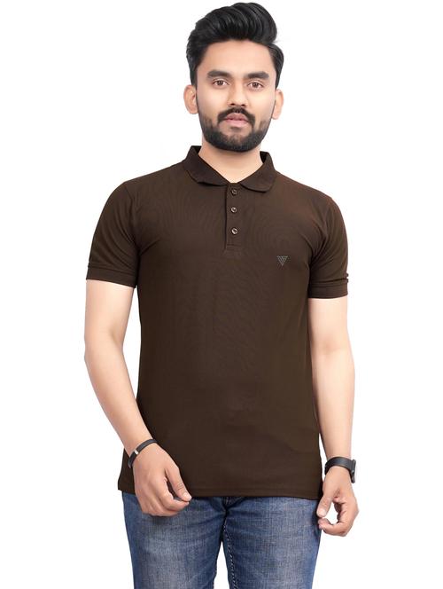 coffee brown cotton regular t-shirt - 20564373 - Very Small Image - 1