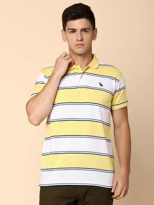 yellow & white cotton regular t-shirt - 20565281 - Very Small Image - 1