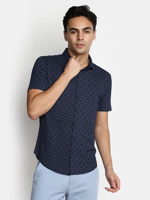 navy blue cotton regular casual shirt - 20565282 - Very Small Image - 1