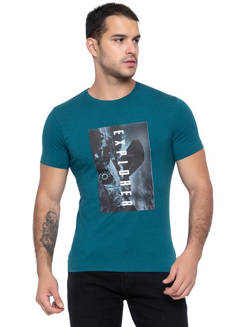 teal cotton blend regular t-shirt - 20566050 - Very Small Image - 1