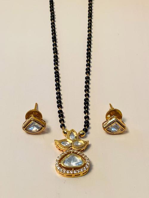 abdesigns gold plated mangalsutra set with earrings - 20566347 - Very Small Image - 1