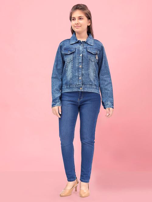 girl blue long sleeve denim jacket - 20567449 - Very Small Image - 1
