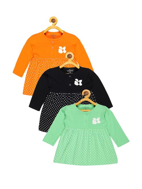 girls round neck long sleeves frock - 20569558 - Very Small Image - 1