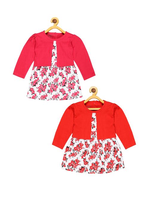 girls round neck long sleeves frock - 20569570 - Very Small Image - 1