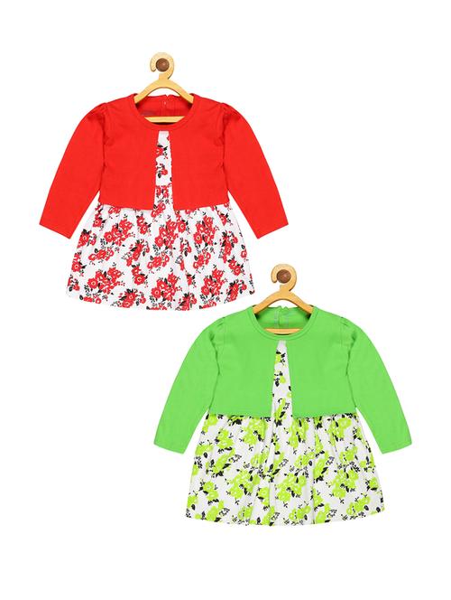 girls round neck long sleeves frock - 20569571 - Very Small Image - 1