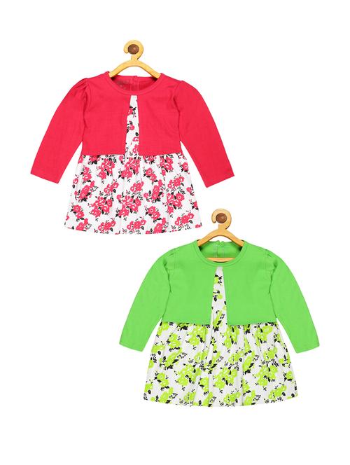 girls round neck long sleeves frock - 20569574 - Very Small Image - 1