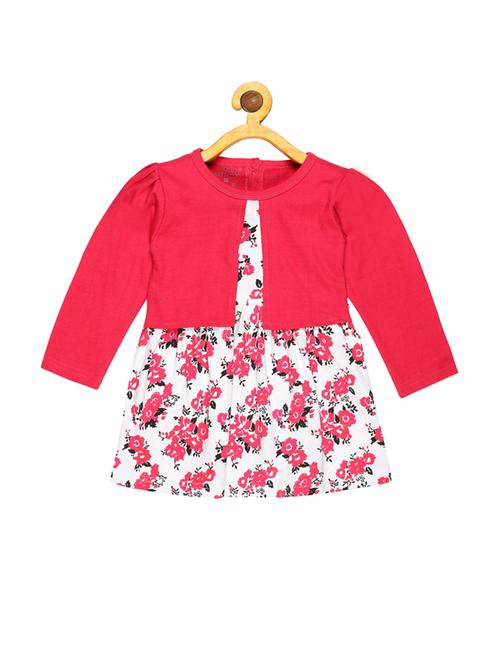 girls round neck long sleeves frock - 20569577 - Very Small Image - 1