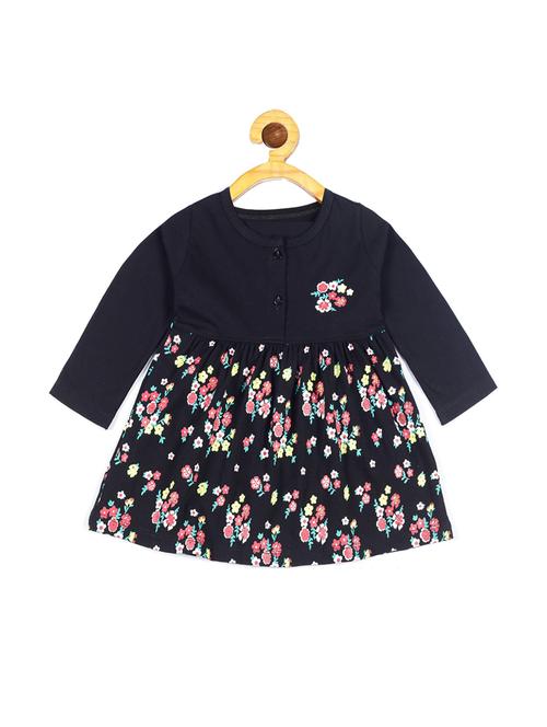 girls round neck long sleeves frock - 20569733 - Very Small Image - 1