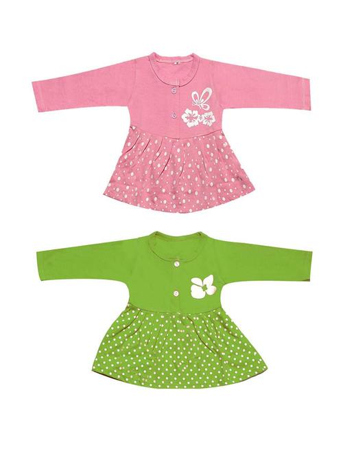 girls round neck long sleeves frock - 20569780 - Very Small Image - 1