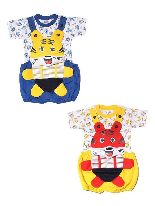 boys set of 2 round neck striped graphic printed dungaree  - 20569924 - Very Small Image - 1