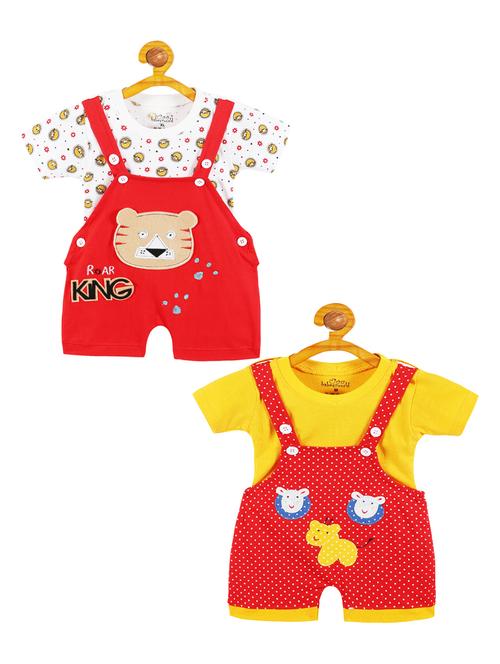 boys set of 2 round neck graphic printed dungarees - 20569973 - Very Small Image - 1