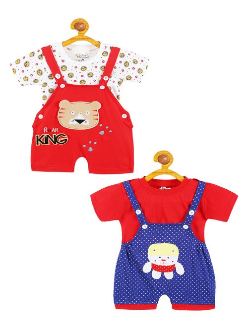 boys set of 2 round neck graphic printed dungarees - 20569974 - Very Small Image - 1