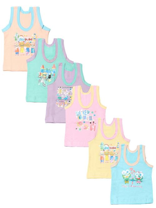 pack of 6 multi colored cotton blend vest - 20570548 - Very Small Image - 1