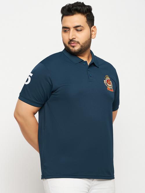 men teal blue plus size polo t-shirt - 20570866 - Very Small Image - 1
