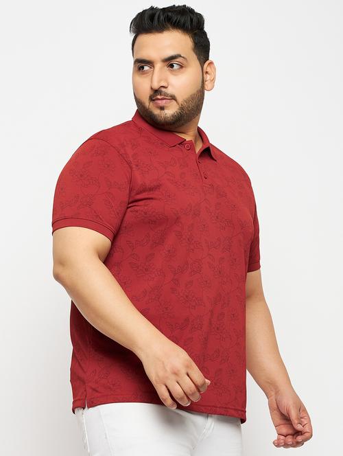 men red printed plus size polo t-shirt - 20570883 - Very Small Image - 1