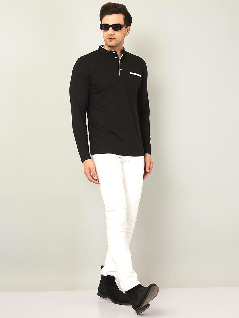 men mandarin neck solid t-shirt - 20570968 - Zoom Image - 4