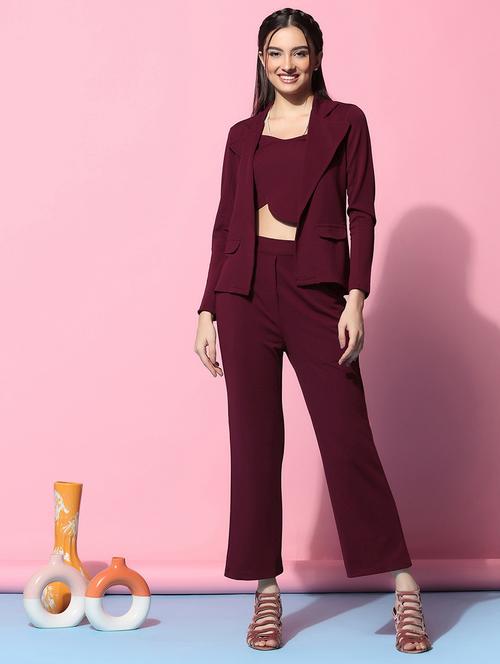 women maroon top & trouser co-ords with blazer - 20571024 - Very Small Image - 1