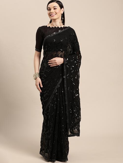 women sequined work saree with blouse - 20572082 - Very Small Image - 1